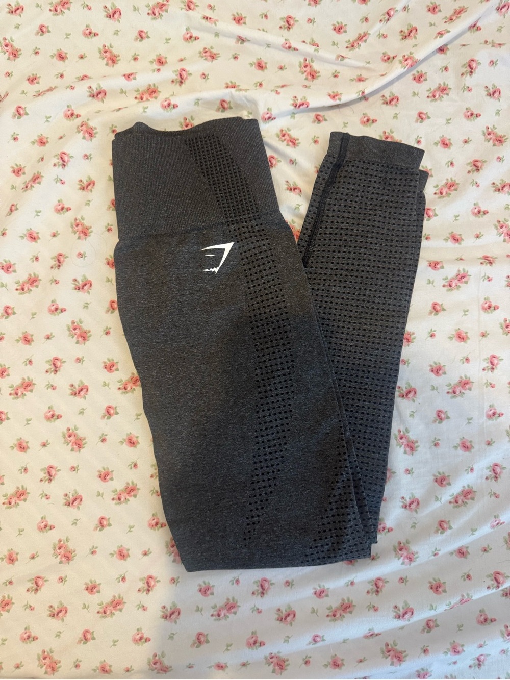Gymshark Charcoal Perforated Seamless Leggings